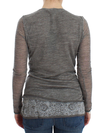 Grauer langärmeliger Pullover aus Wollmischung