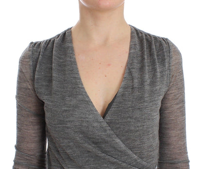 Grauer langärmeliger Pullover aus Wollmischung