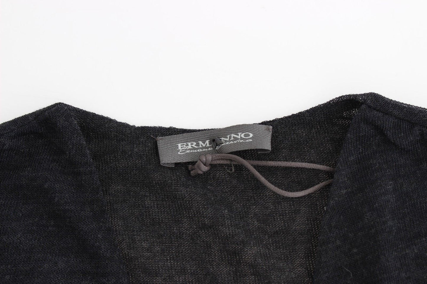 Schwarzer Wollmischung Stretch-Langarmpullover