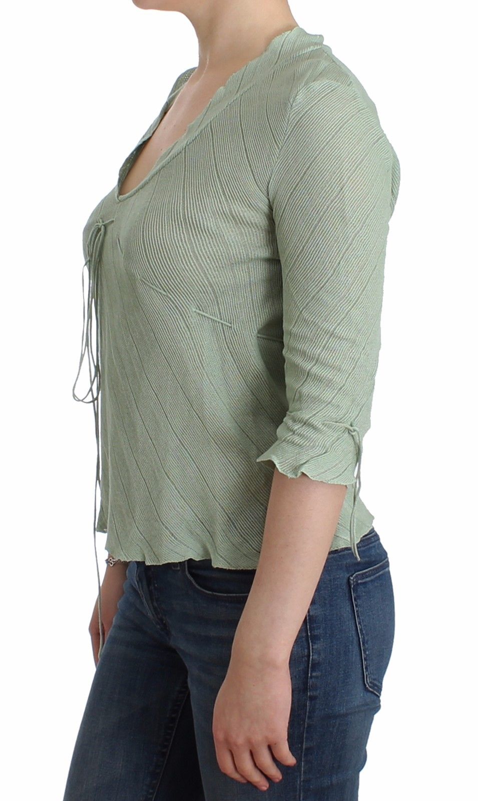 Grünes leichtes Strickpullover-Top Bluse