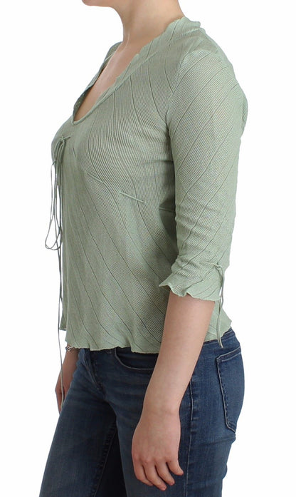 Grünes leichtes Strickpullover-Top Bluse