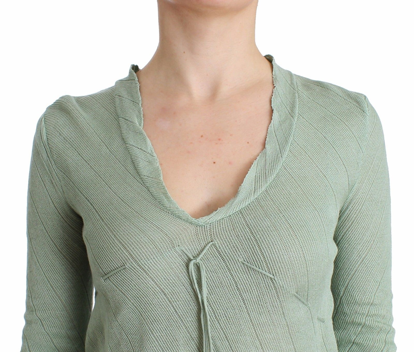 Grünes leichtes Strickpullover-Top Bluse