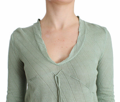 Grünes leichtes Strickpullover-Top Bluse