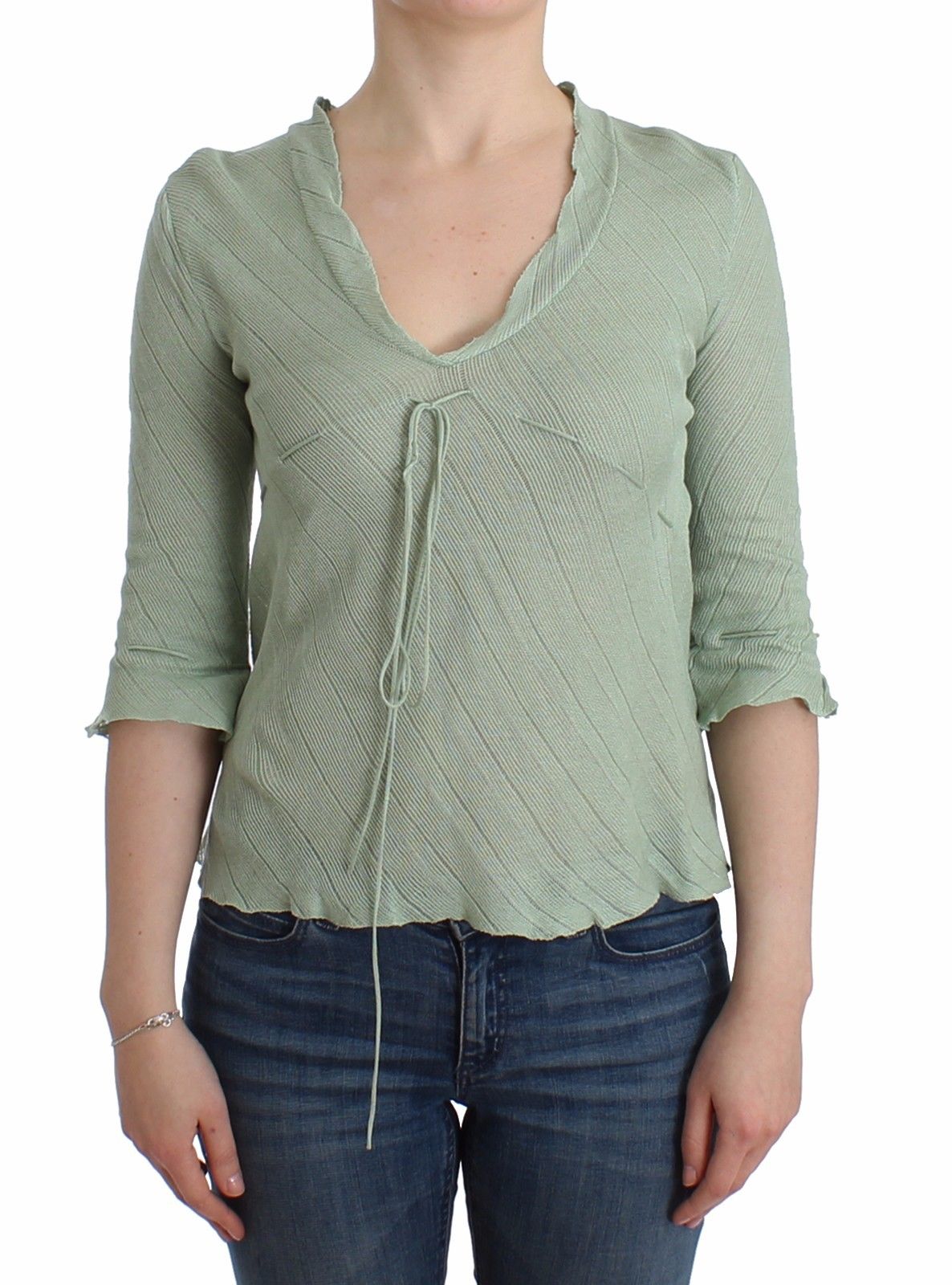 Grünes leichtes Strickpullover-Top Bluse