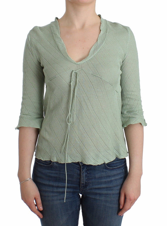 Grünes leichtes Strickpullover-Top Bluse