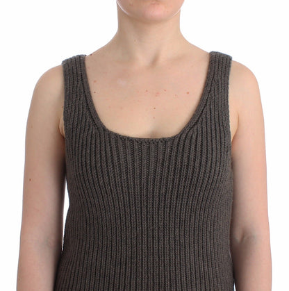 Graues Strickoberteil Strickpullover aus Merinowolle