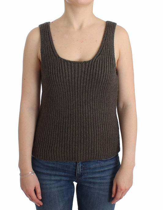 Graues Strickoberteil Strickpullover aus Merinowolle
