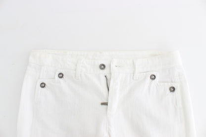 Weiße Cropped Jeans Denim Hosen Branded Capri