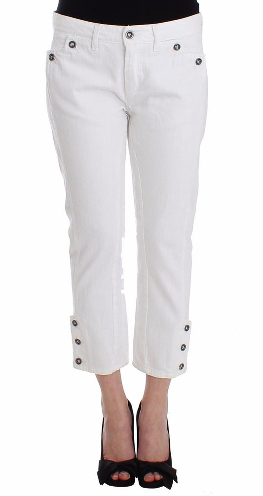 Weiße Cropped Jeans Denim Hosen Branded Capri