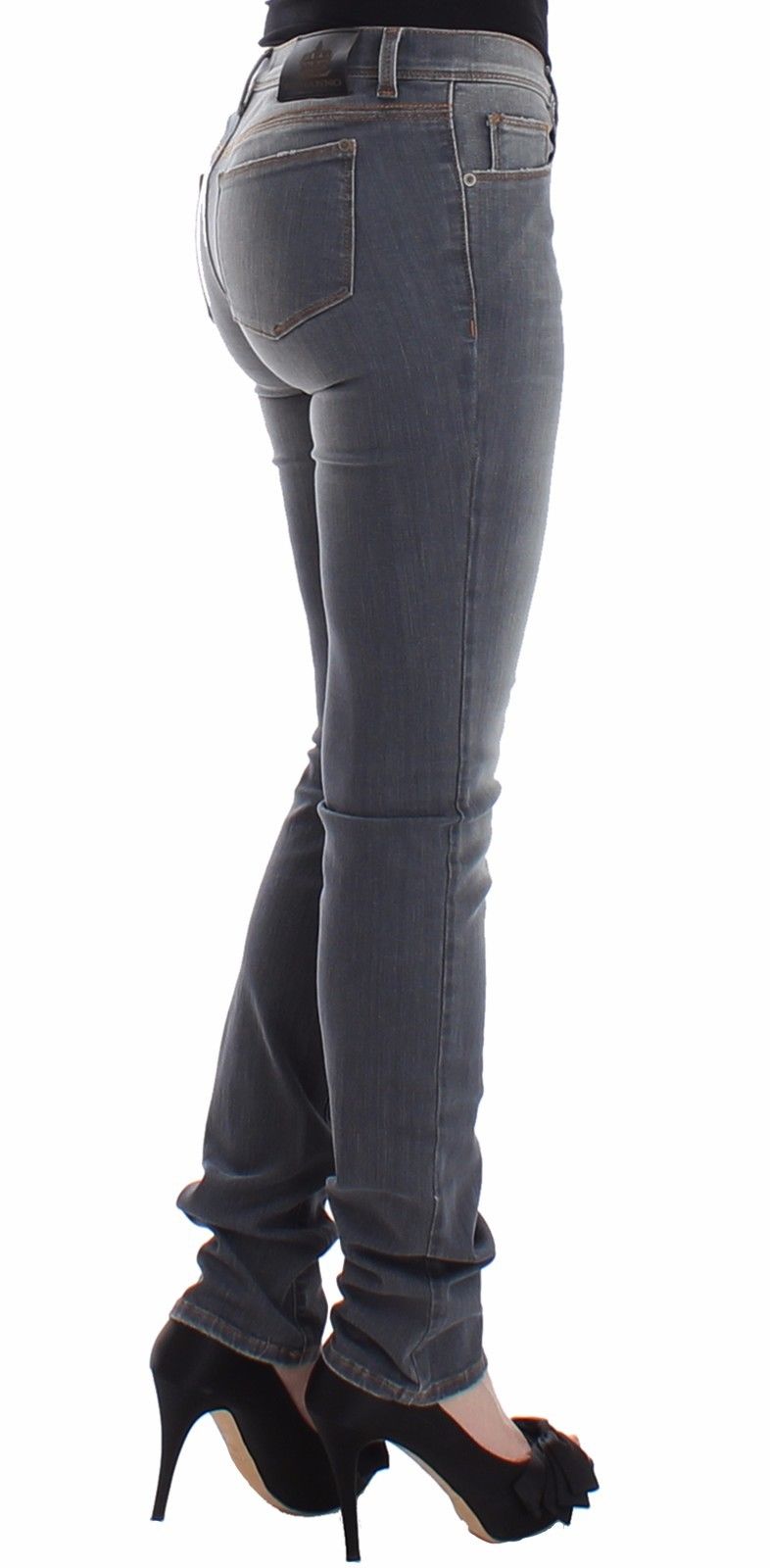 Graue Slim Jeans Denim-Hosen Skinny Leg Stretch