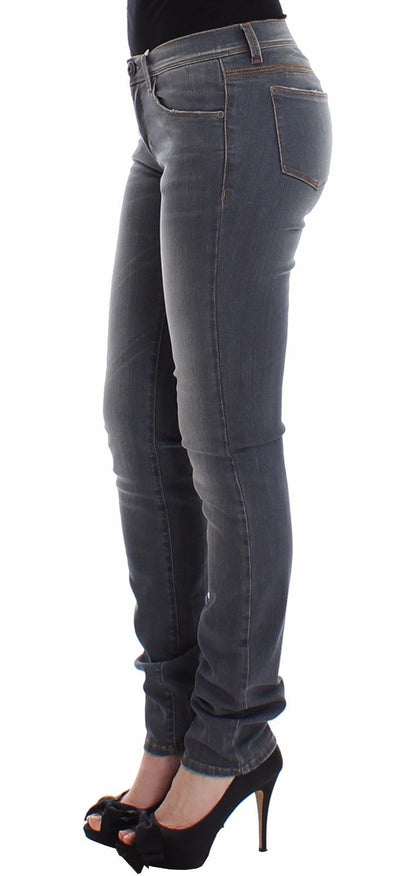 Graue Slim Jeans Denim-Hosen Skinny Leg Stretch