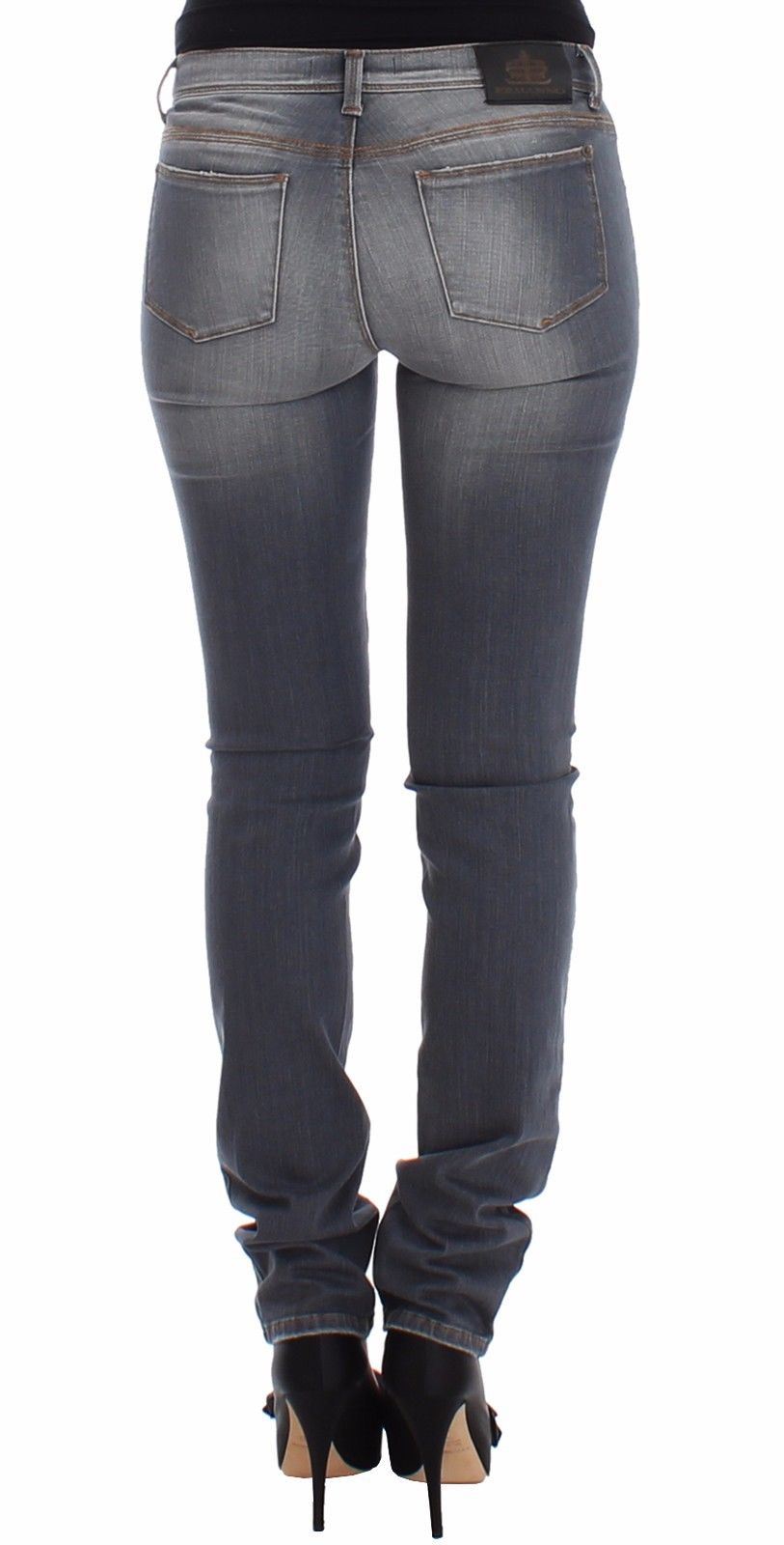 Graue Slim Jeans Denim-Hosen Skinny Leg Stretch