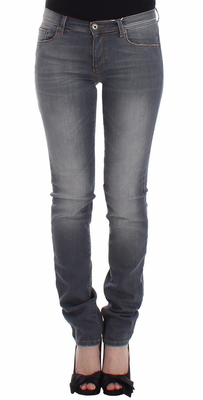 Graue Slim Jeans Denim-Hosen Skinny Leg Stretch