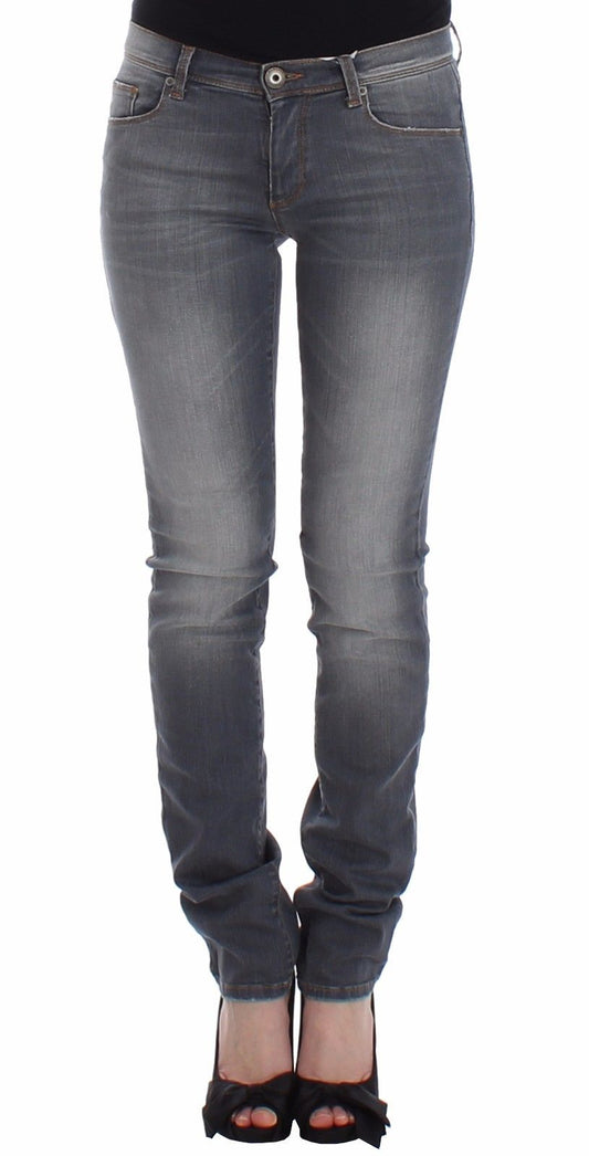 Graue Slim Jeans Denim-Hosen Skinny Leg Stretch