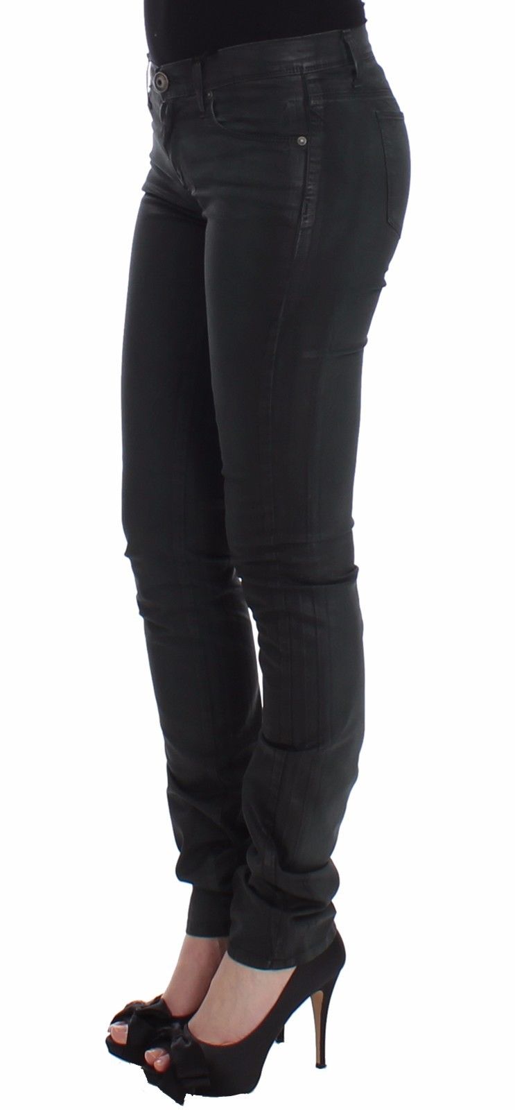 Grüne Slim Jeans Denim-Hosen Straight Leg Stretch