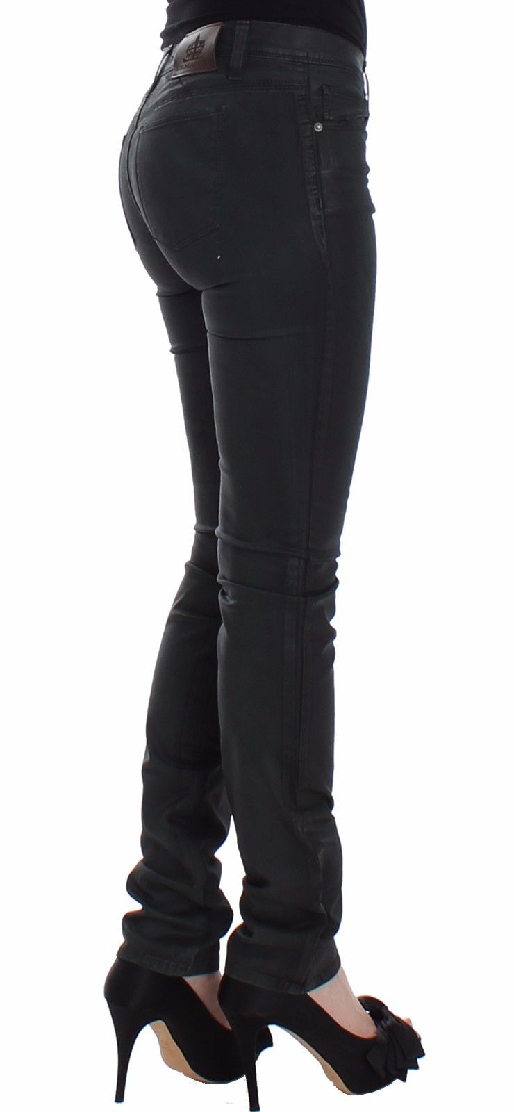 Grüne Slim Jeans Denim-Hosen Straight Leg Stretch