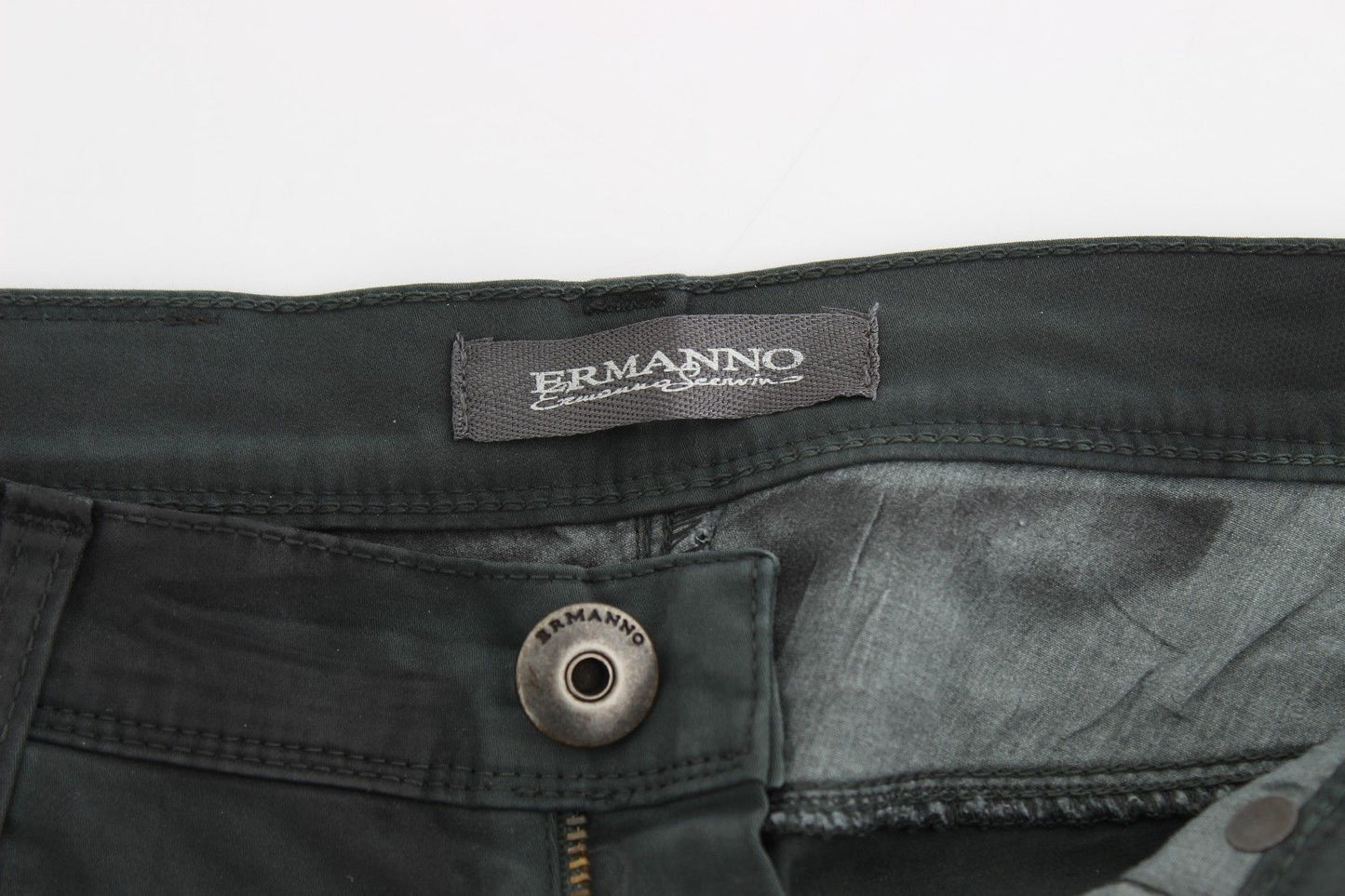 Grüne Slim Jeans Denim-Hosen Straight Leg Stretch