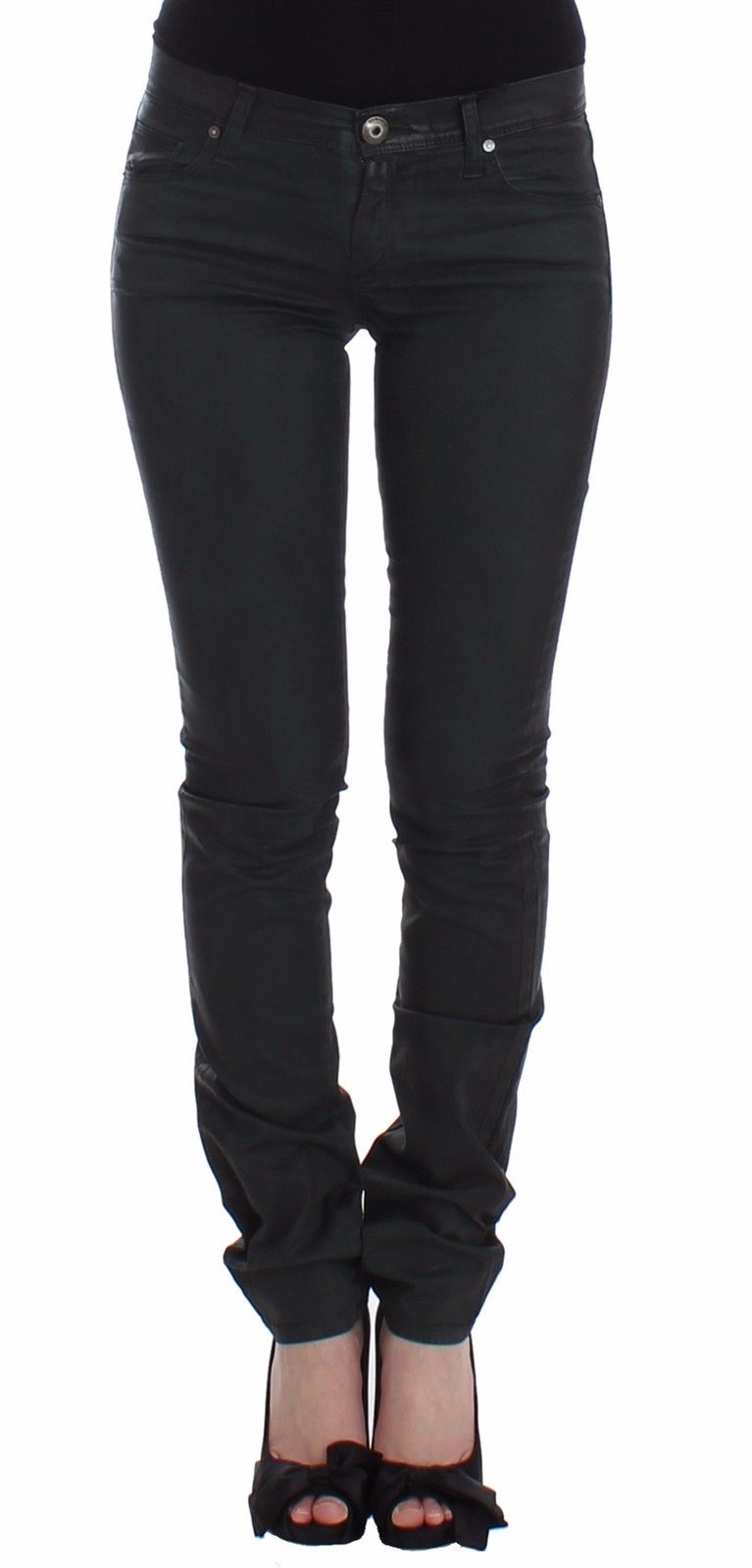 Grüne Slim Jeans Denim-Hosen Straight Leg Stretch