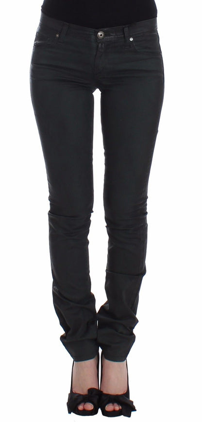 Grüne Slim Jeans Denim-Hosen Straight Leg Stretch