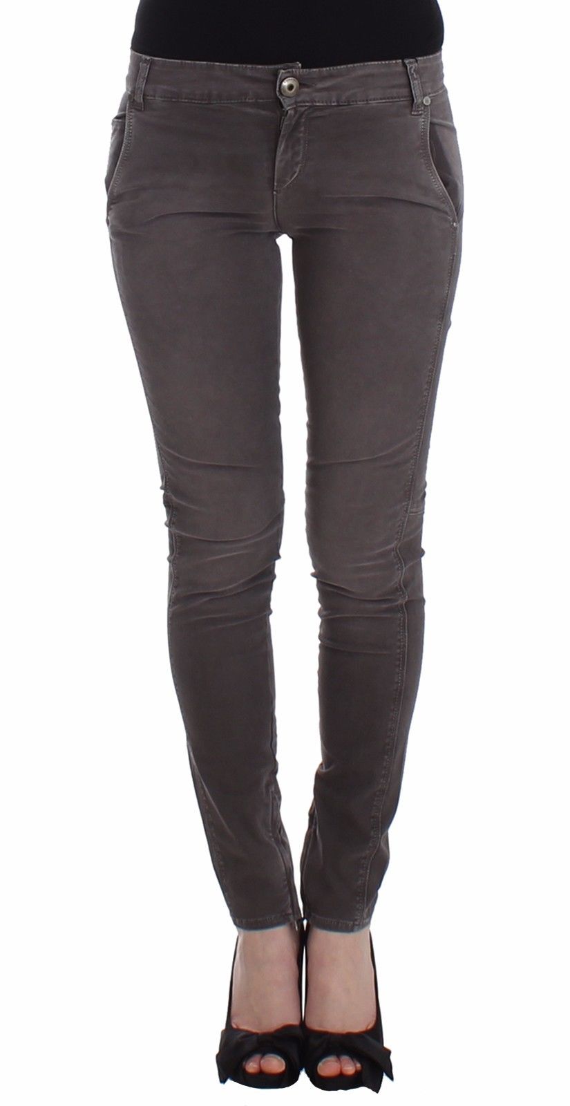 Graue Slim Jeans Denim-Hosen Skinny Leg Stretch