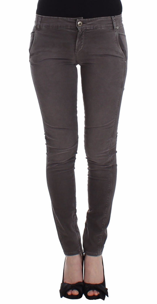 Graue Slim Jeans Denim-Hosen Skinny Leg Stretch