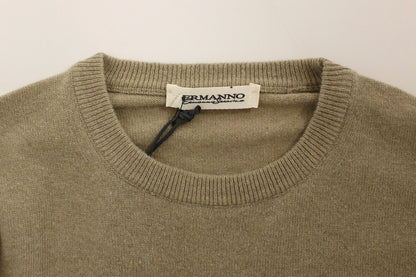 Beigefarbener Woll-Kaschmir-Pullover mit Rundhalsausschnitt