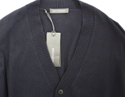Blaue Woll-Kaschmir-Strickjacke Pullover