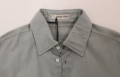 Graues Langarmhemd aus Baumwolle Casual Top