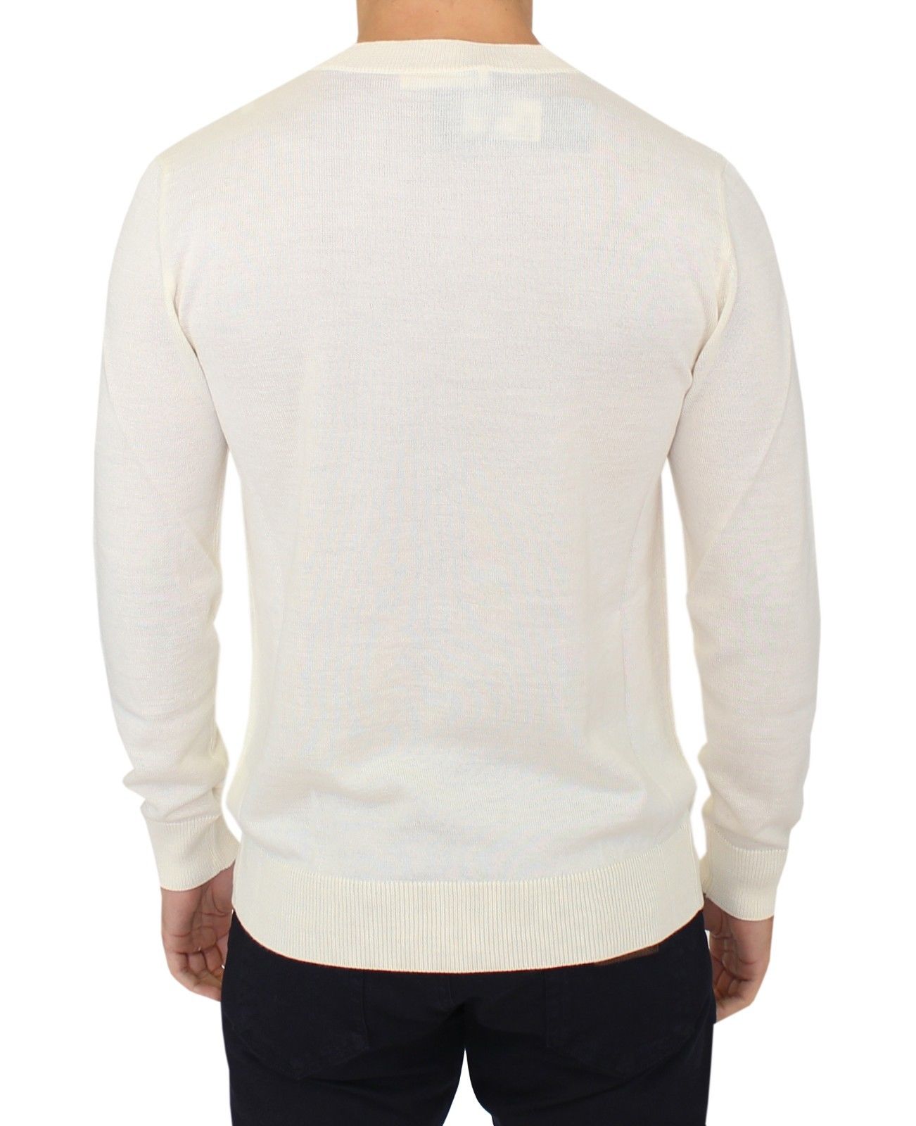 Off White Pullover mit V-Ausschnitt aus Wollmischung