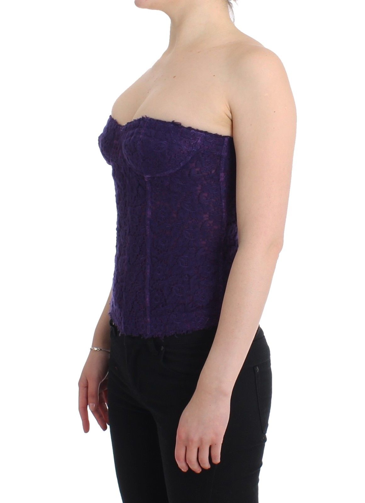 Dessous Lila Korsett Bustier Top Florale Spitze