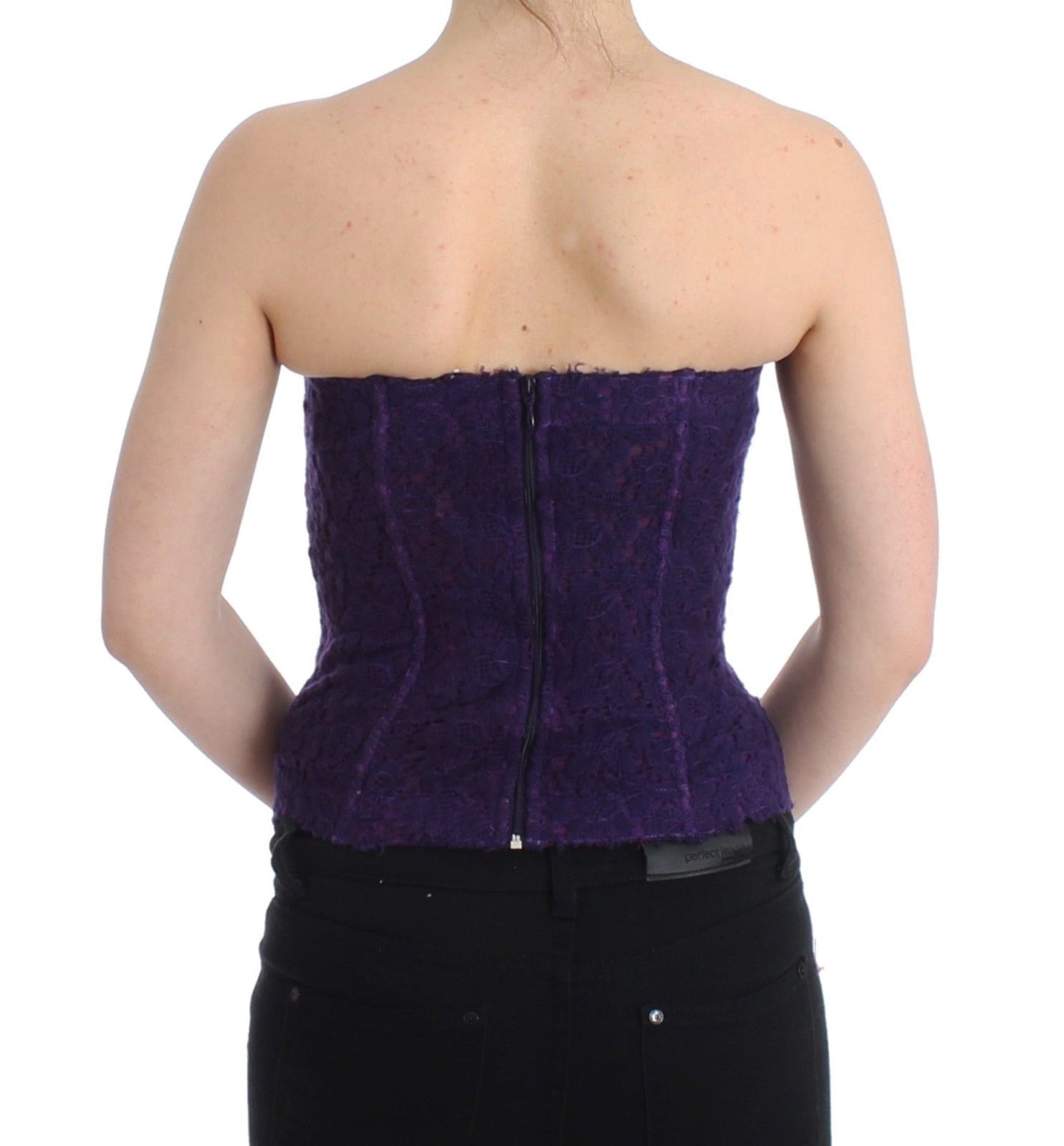 Dessous Lila Korsett Bustier Top Florale Spitze