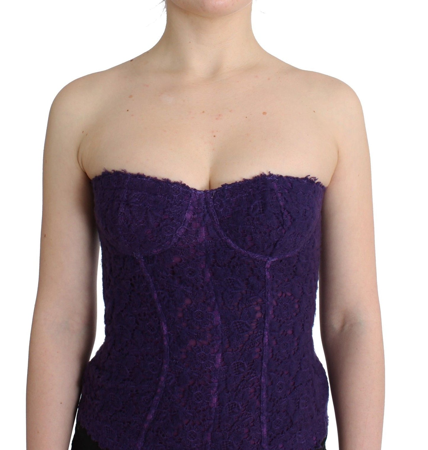 Dessous Lila Korsett Bustier Top Florale Spitze