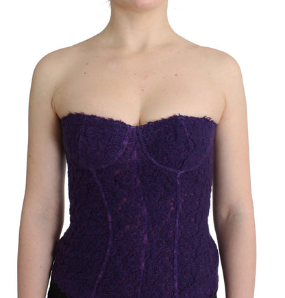 Dessous Lila Korsett Bustier Top Florale Spitze