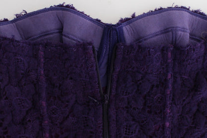 Dessous Lila Korsett Bustier Top Florale Spitze