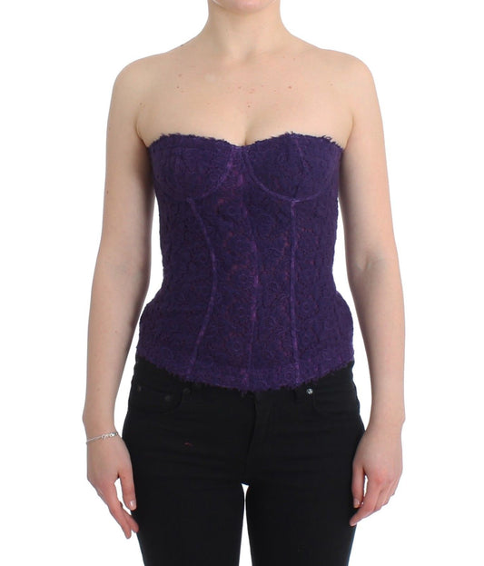 Dessous Lila Korsett Bustier Top Florale Spitze