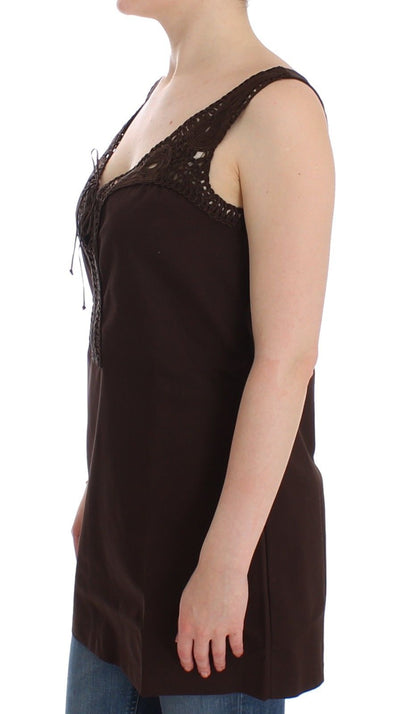 Beachwear Braunes Stretch-Tunikakleid aus Baumwolle