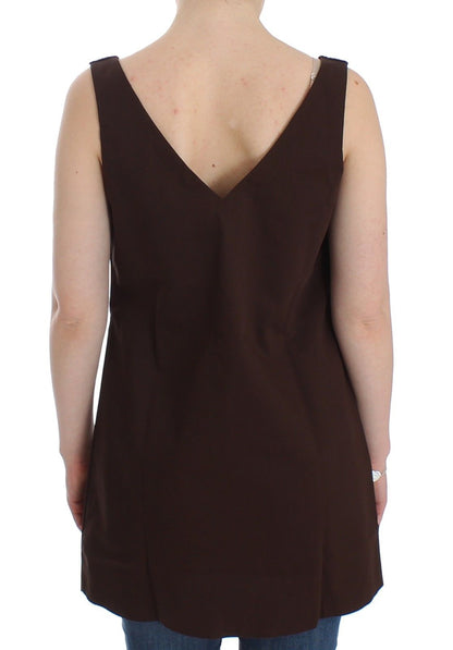 Beachwear Braunes Stretch-Tunikakleid aus Baumwolle