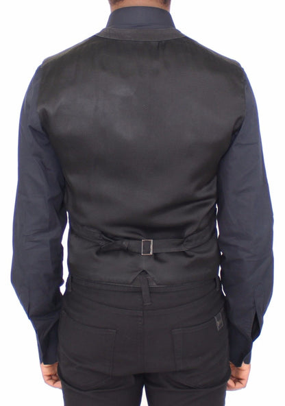 Schwarzes Baumwoll-Viskose-Kleid Weste Blazer
