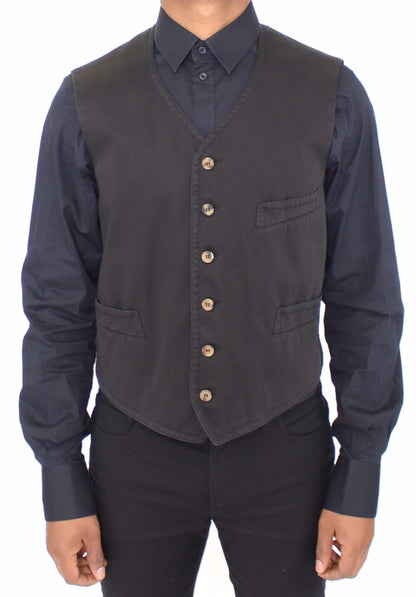 Schwarzes Baumwoll-Viskose-Kleid Weste Blazer