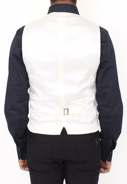 Weißes Baumwoll-Seidengemisch Kleid Weste Blazer