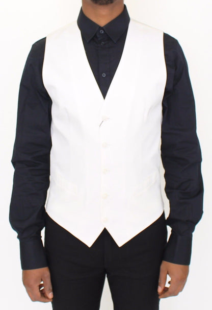 Weißes Baumwoll-Seidengemisch Kleid Weste Blazer