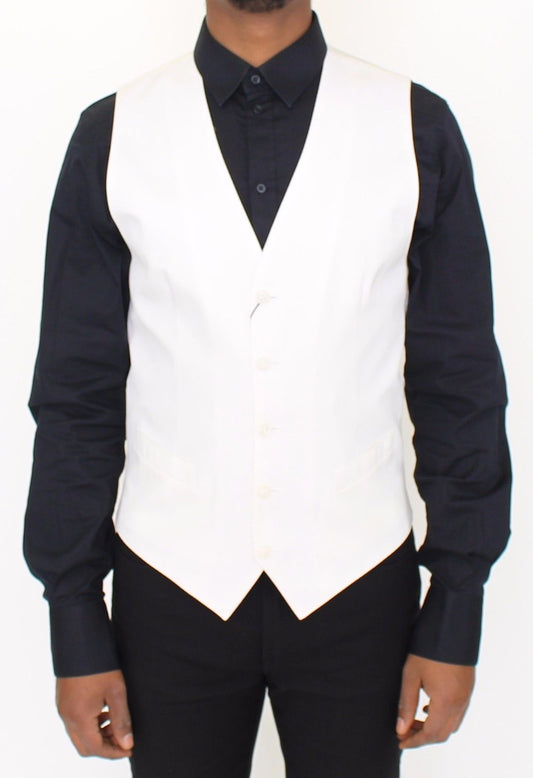 Weißes Baumwoll-Seidengemisch Kleid Weste Blazer