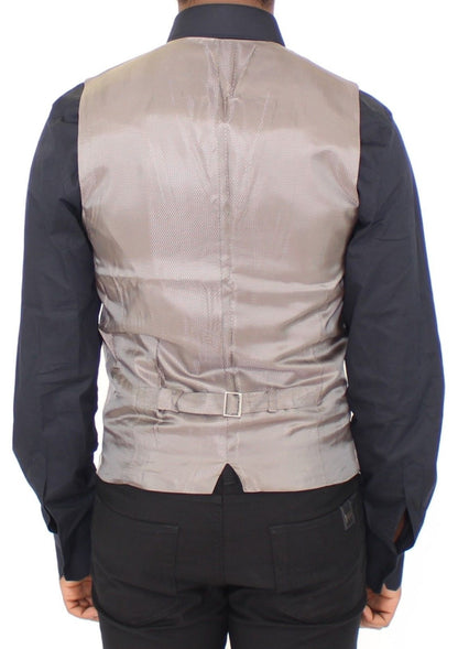 Beige Baumwolle Stretch Kleid Weste Blazer