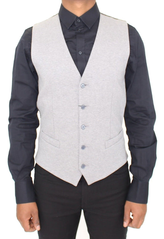 Graues Baumwoll-Stretch-Kleid Weste Blazer