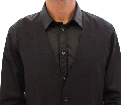 Graue Slim Fit Button Front Kleid Formelle Weste