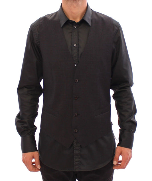 Graue Slim Fit Button Front Kleid Formelle Weste