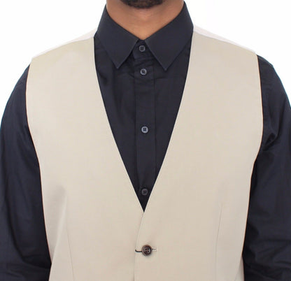 Beige Baumwolle Seidenmischung Kleid Weste Blazer