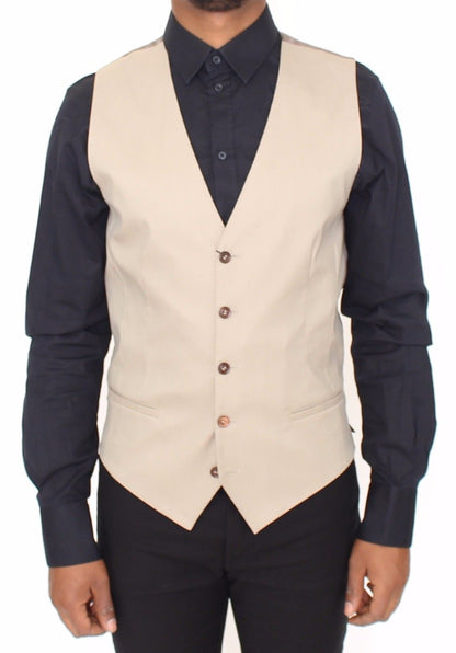 Beige Baumwolle Kleid Weste Blazer Jacke