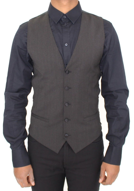 Grauer Woll-Stretchwesten-Blazer