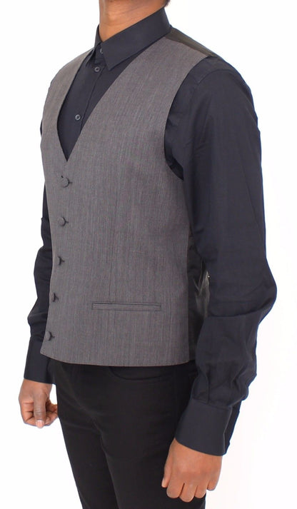 Graue Wolle Stretch Kleid Weste Jacke Blazer